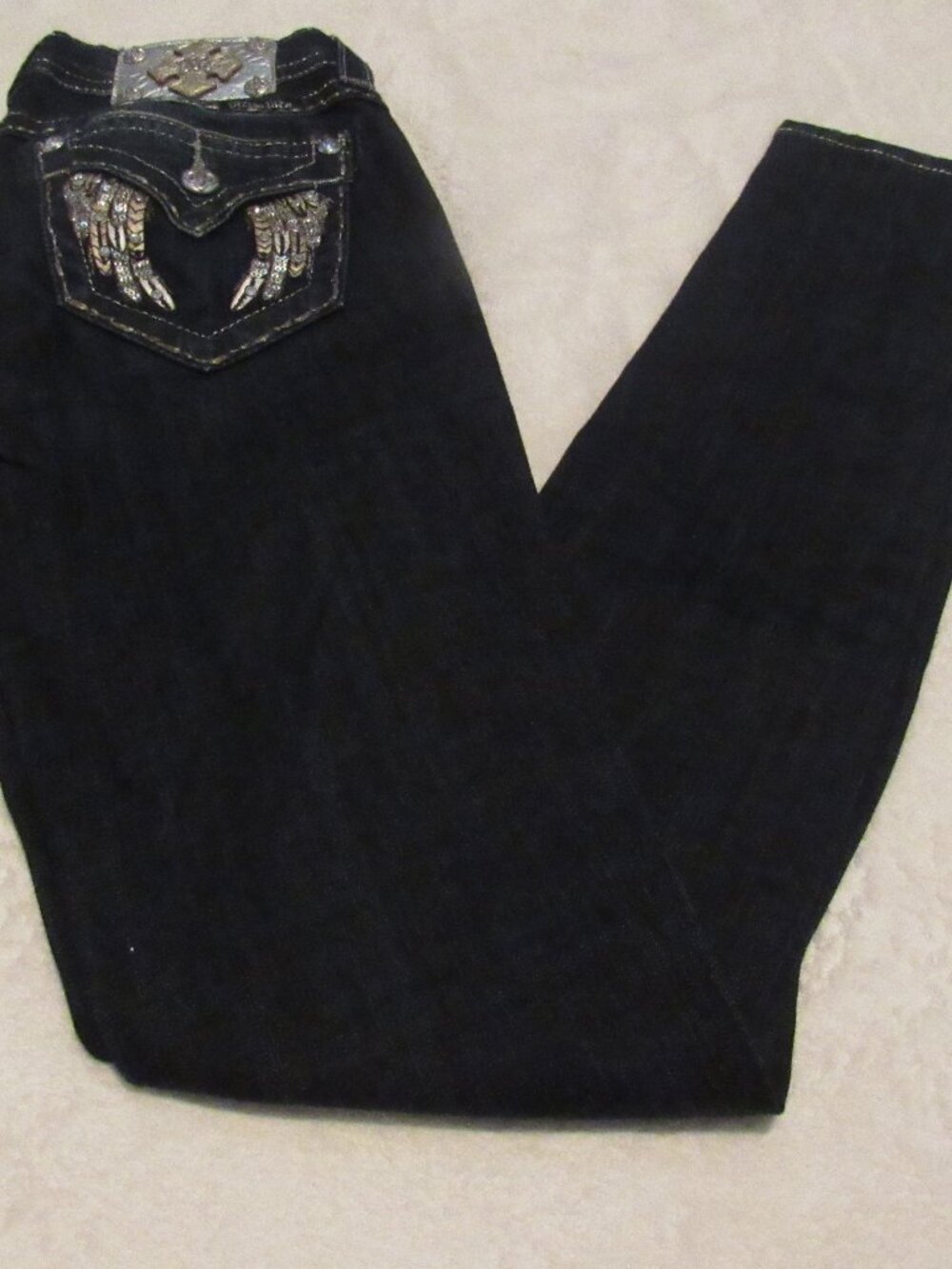 Miss Me Signature Skinny Bling Wing Jeans  Size 26 Waist  USED